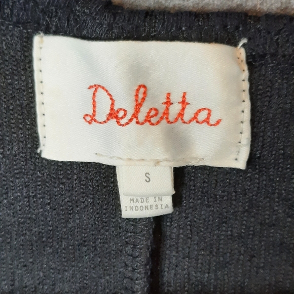 Deletta Blouse Womans Small Navy Blue Bohemian Hippie Feminine Business School - Picture 9 of 10